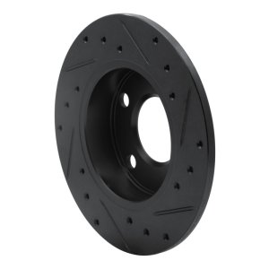 Audi 5000CS Turbo Quattro Brake Rotor (1) - Rear Left - R1 Concepts - Drilled & Slotted - Black - `85-`00